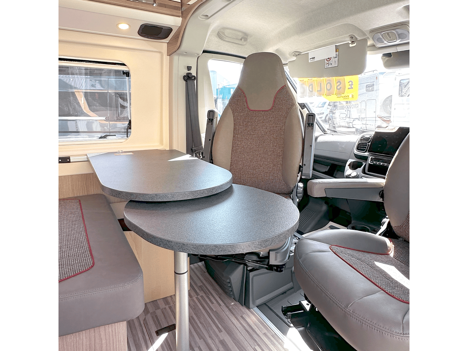 Malibu 540 DB Compact Pop Top Campervan Lounge area table extended