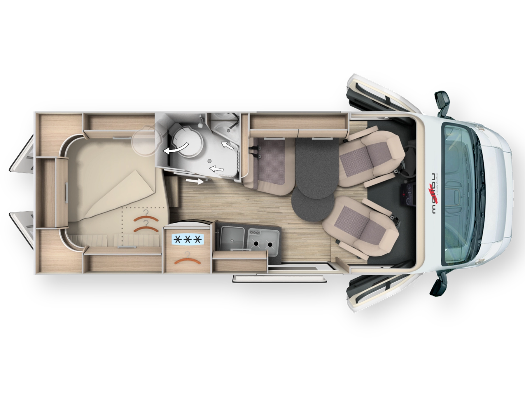 Malibu Comfort 600 Campervan - Floorplan Layout